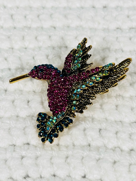 Source Unknown Jewelry - Crystal Hummingbird Brooch